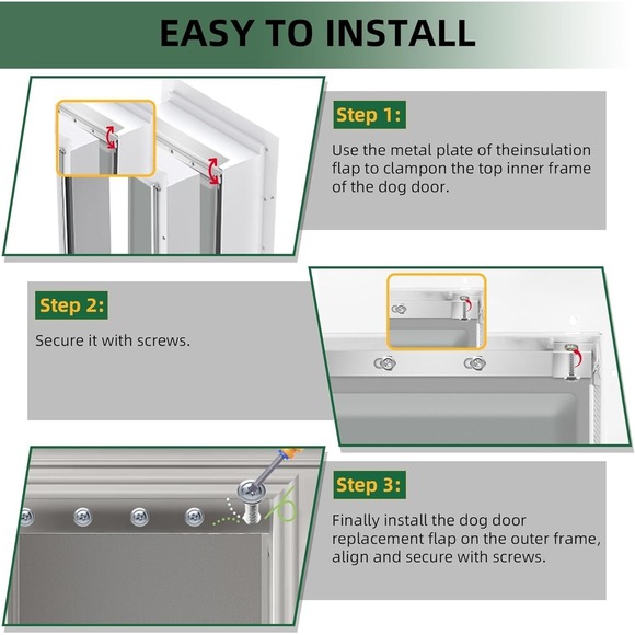 Extra Large Dog Door Replacement Flap 3 Flap Compatible with PetSafe 13x24 PAC11 - Picture 9 of 11